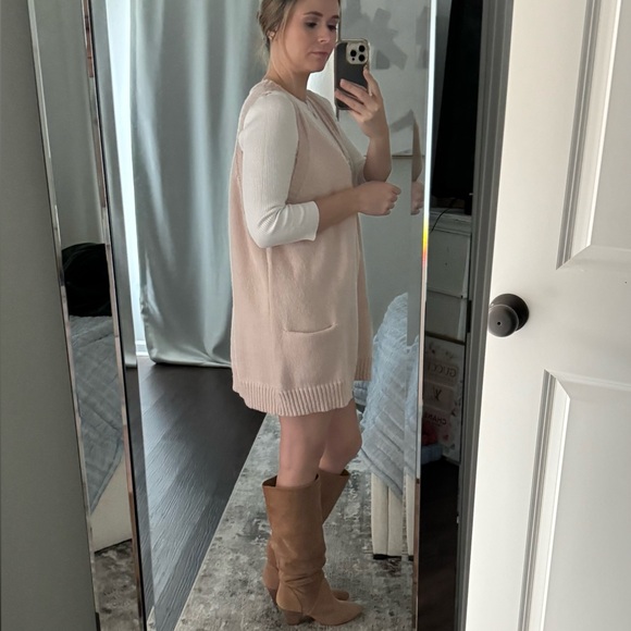 Cream Knit Sweater Sleeveless Vest Dress - Picture 6 of 13